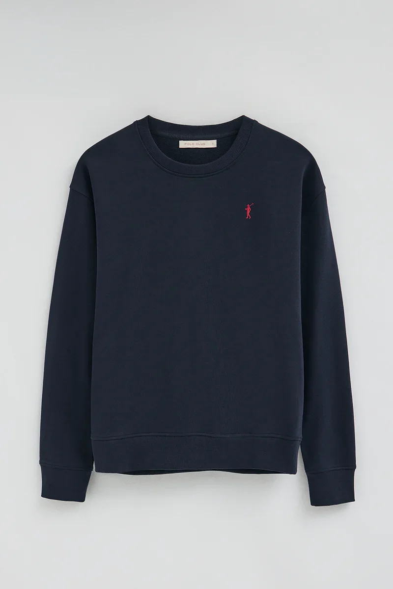 Sudadera azul marino de corte regular con bordado Rigby Go - Image 10