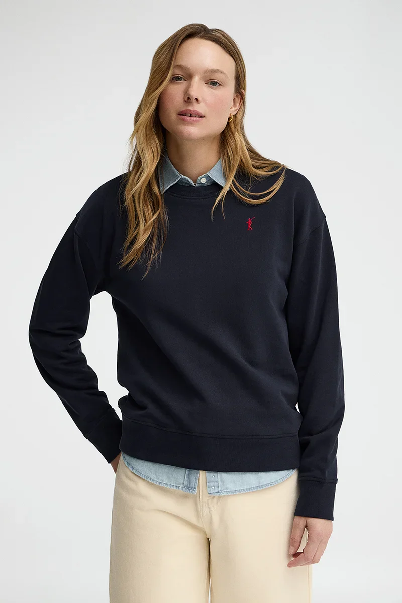 Sudadera azul marino de corte regular con bordado Rigby Go - Image 3