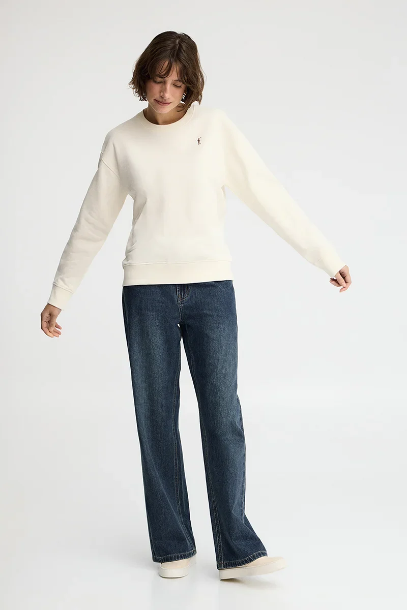 Sudadera color crudo de corte regular con bordado Rigby Go - Image 3