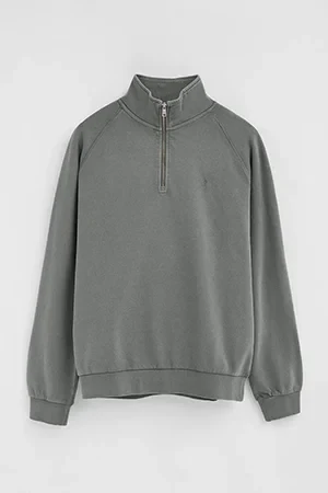 Sudadera color asfalto con cuello cremallera y bordado Rigby Go - Image 10