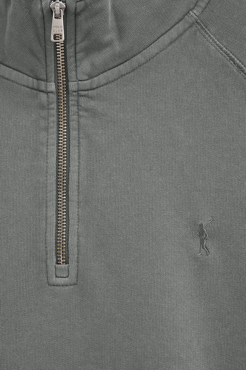 Sudadera color asfalto con cuello cremallera y bordado Rigby Go - Image 7