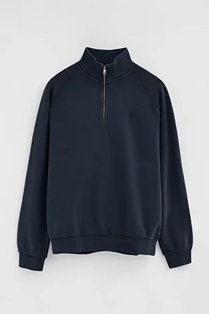Sudadera azul marino con cuello cremallera y bordado Rigby Go - Image 10