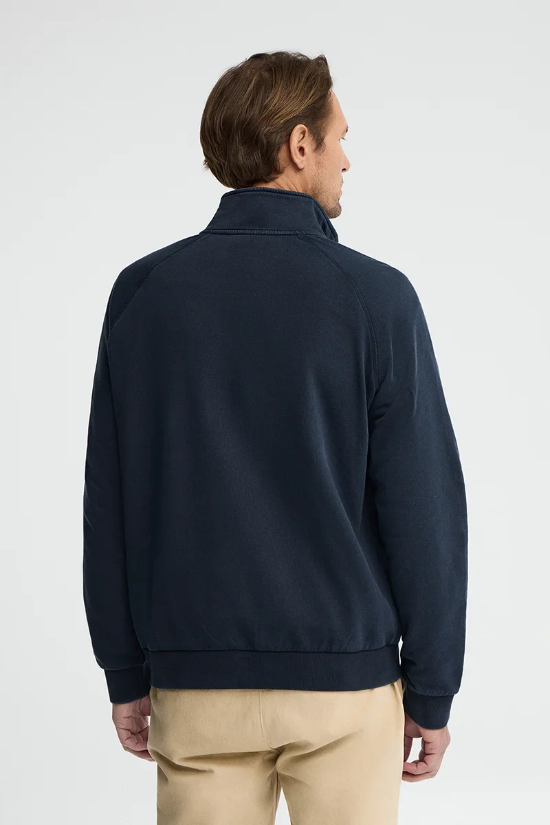 Sudadera azul marino con cuello cremallera y bordado Rigby Go - Image 5
