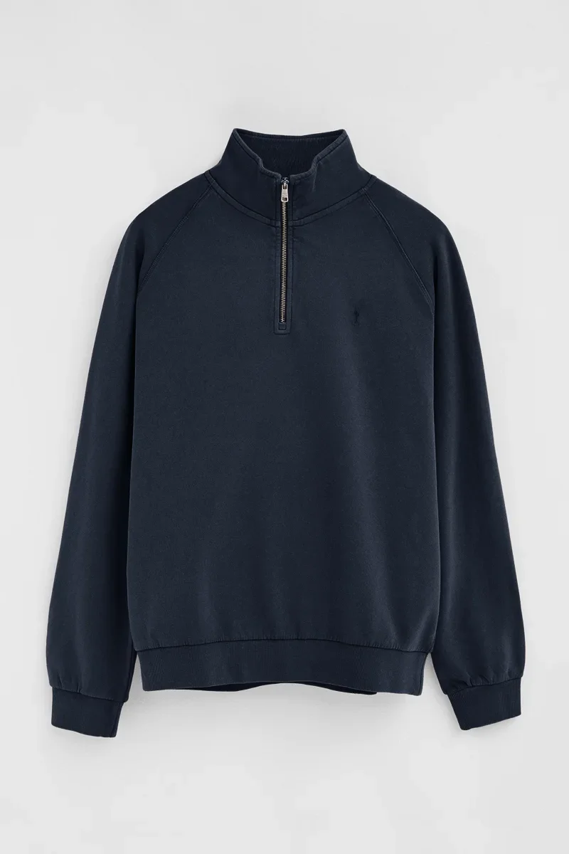 Sudadera azul marino con cuello cremallera y bordado Rigby Go - Image 6