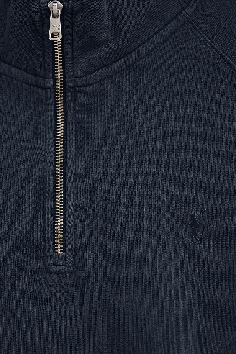 Sudadera azul marino con cuello cremallera y bordado Rigby Go - Image 7