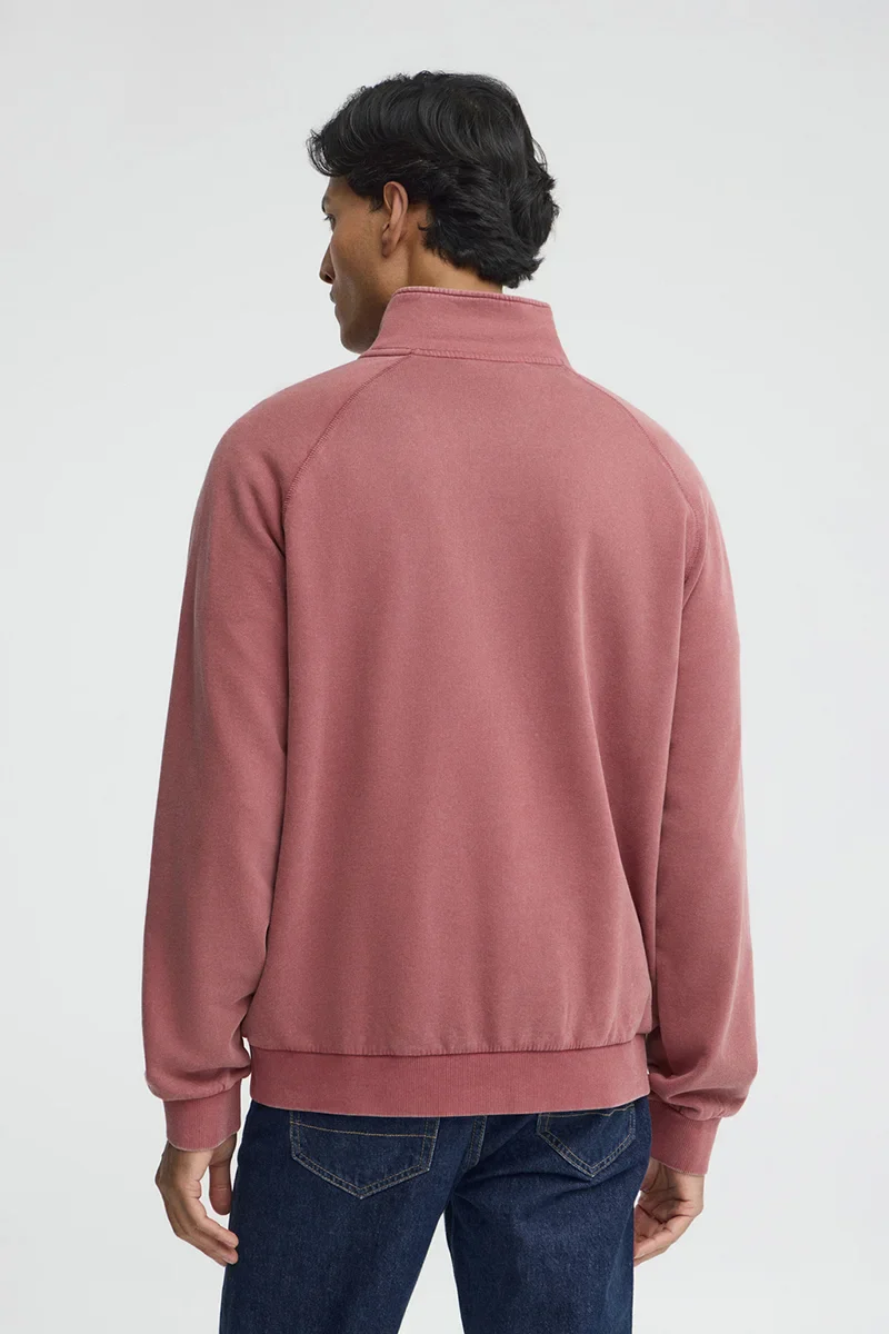 Sudadera rosa vino con cuello cremallera y bordado Rigby Go - Image 4