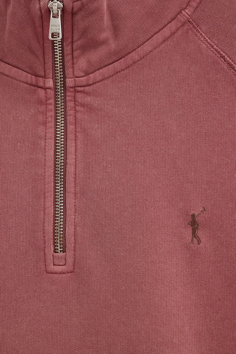 Sudadera rosa vino con cuello cremallera y bordado Rigby Go - Image 6