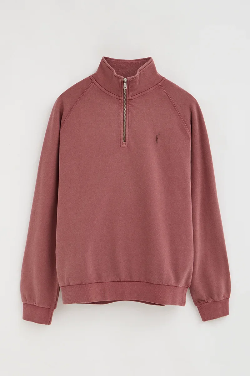 Sudadera rosa vino con cuello cremallera y bordado Rigby Go - Image 8