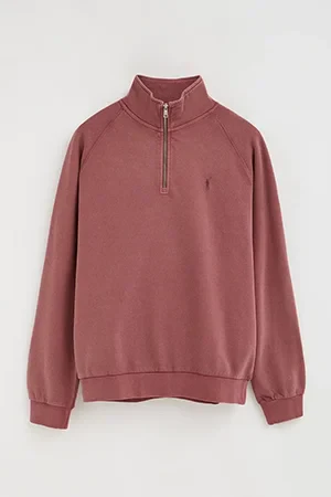 Sudadera rosa vino con cuello cremallera y bordado Rigby Go - Image 9