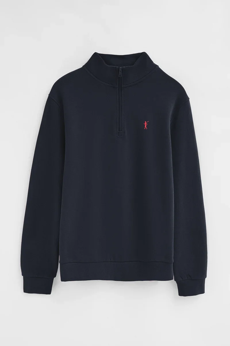 Sudadera azul marino de cuello alto con cremallera y bordado Rigby Go - Image 10