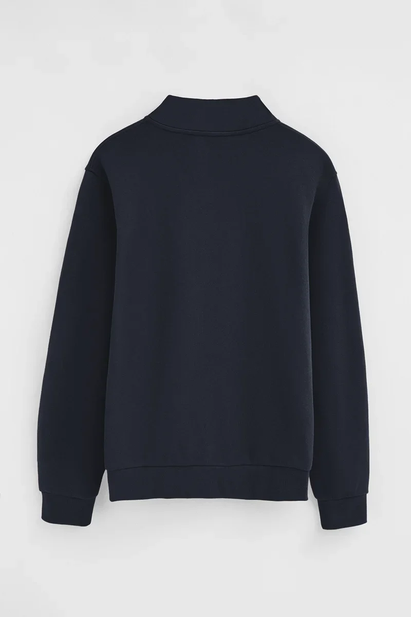 Sudadera azul marino de cuello alto con cremallera y bordado Rigby Go - Image 9