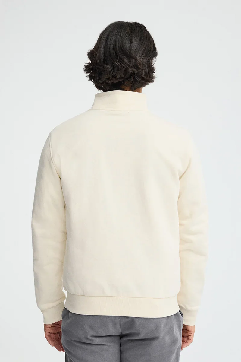 Sudadera color crudo de cuello alto con cremallera y bordado Rigby Go - Image 4
