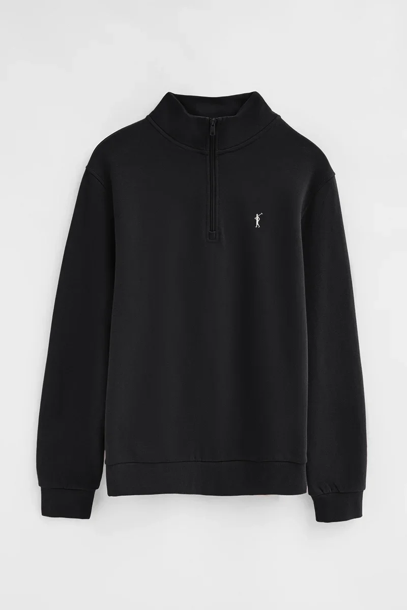 Sudadera negra de cuello alto con cremallera y bordado Rigby Go - Image 6
