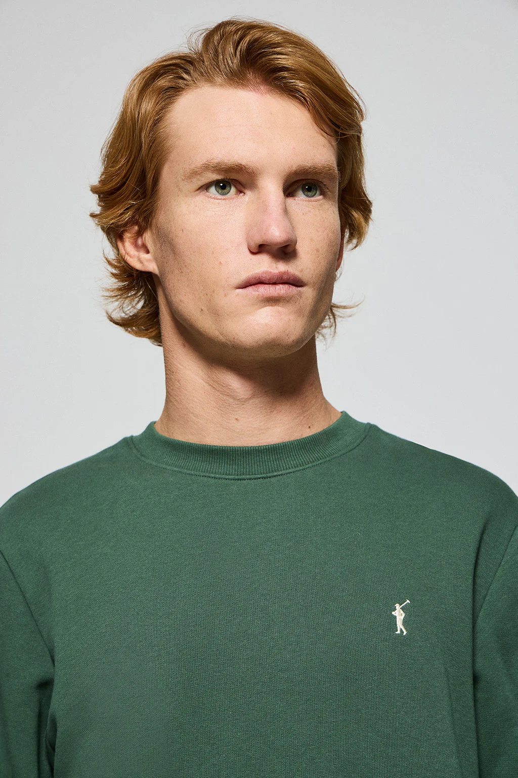 Sudadera de cuello redondo color verde lodo con logo bordado Rigby Go - Image 2