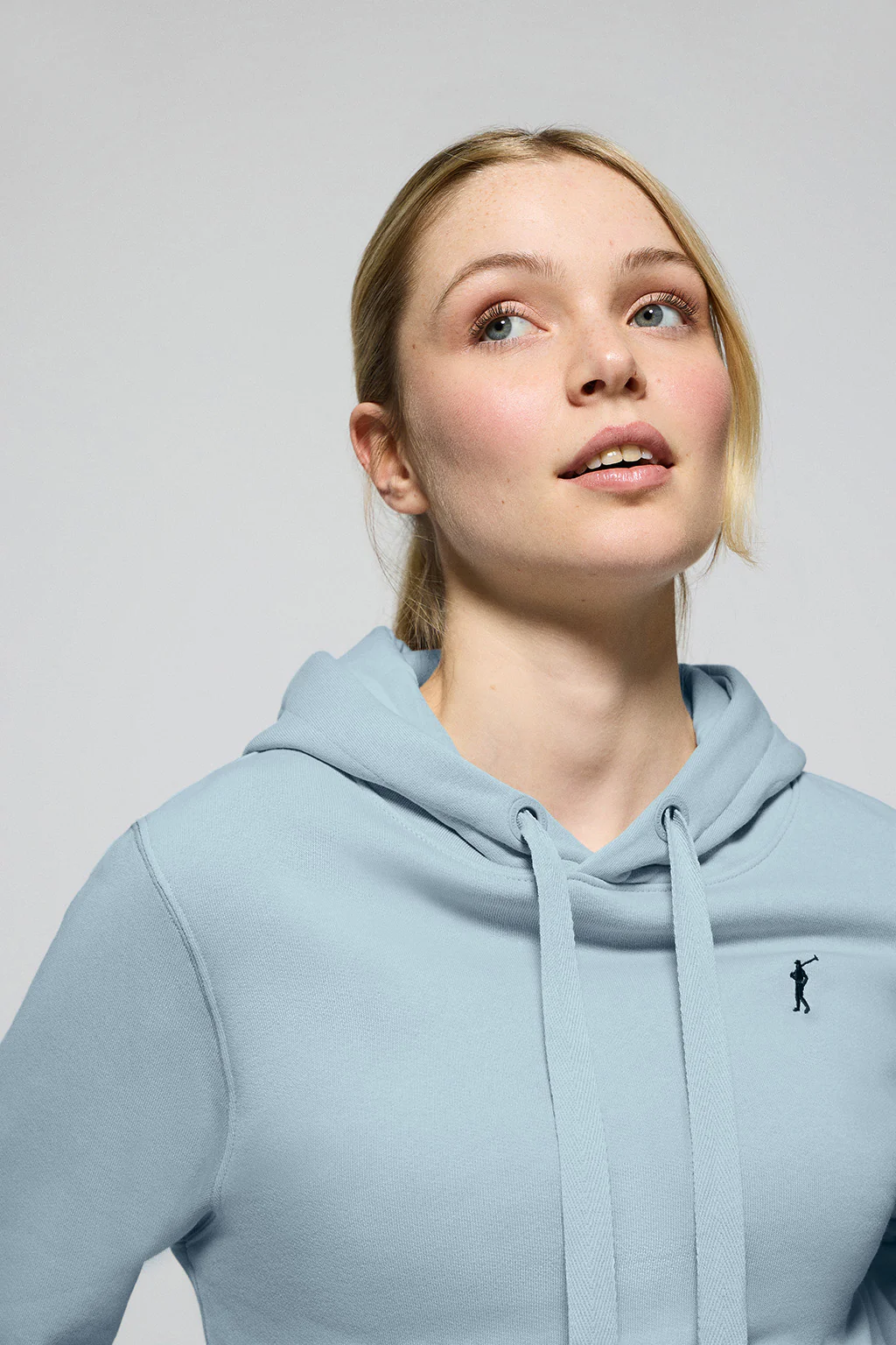 Sudadera con capucha azul claro con logo bordado Rigby Go - Image 2