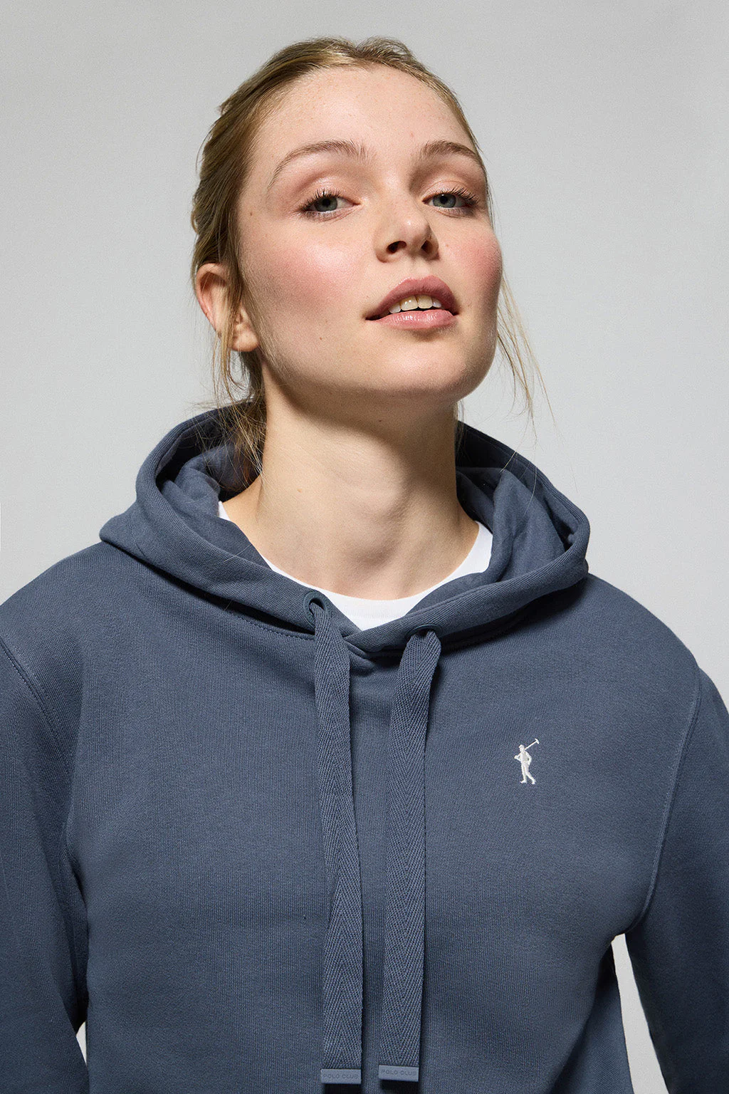 Sudadera con capucha azul denim con logo bordado Rigby Go - Image 2