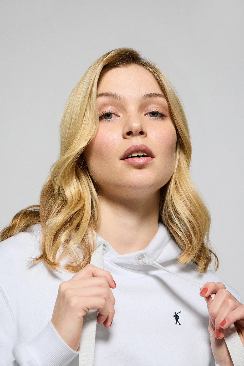 Sudadera con capucha blanca con logo bordado Rigby Go - Image 2