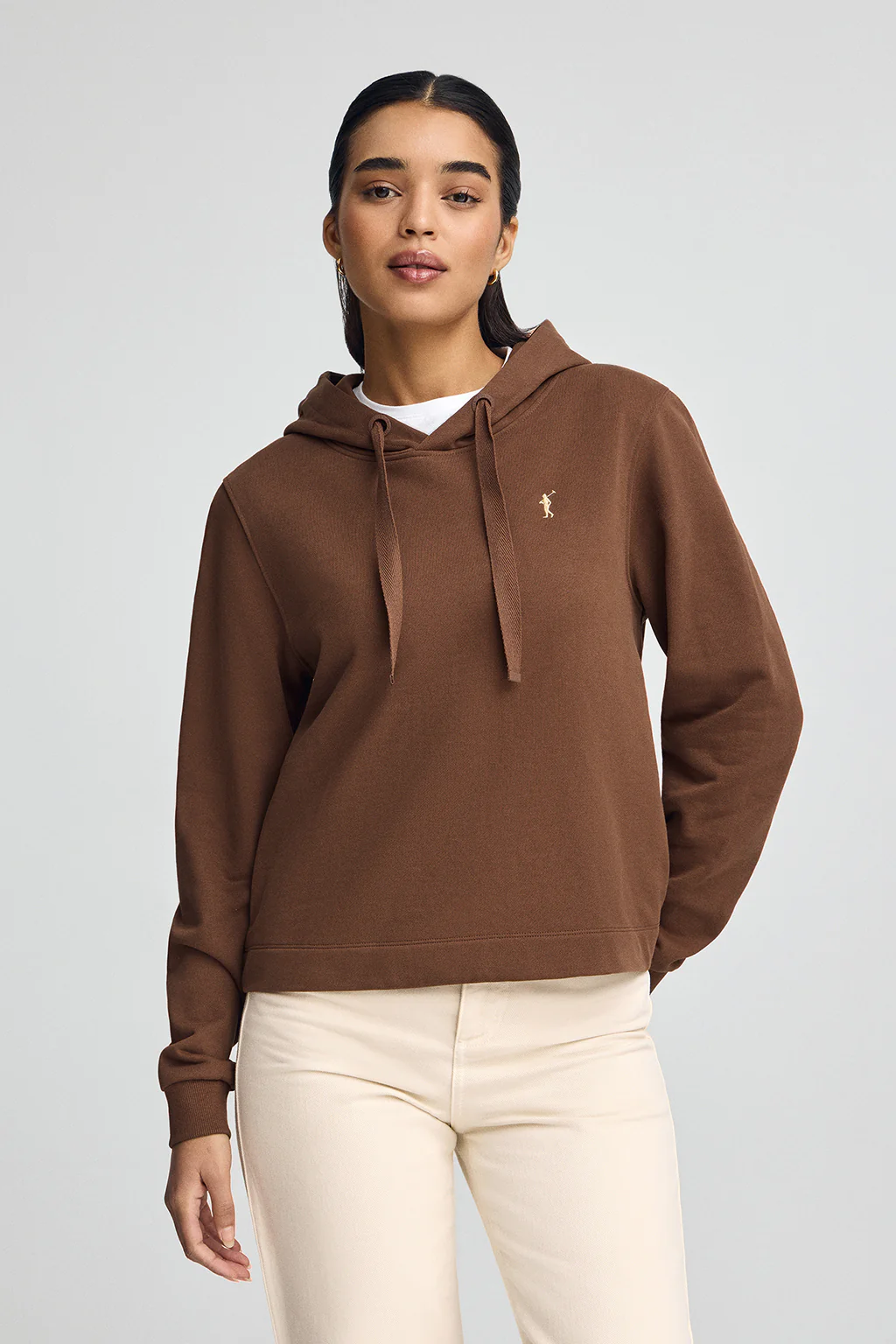 Sudadera color moca con capucha y logo Rigby Go