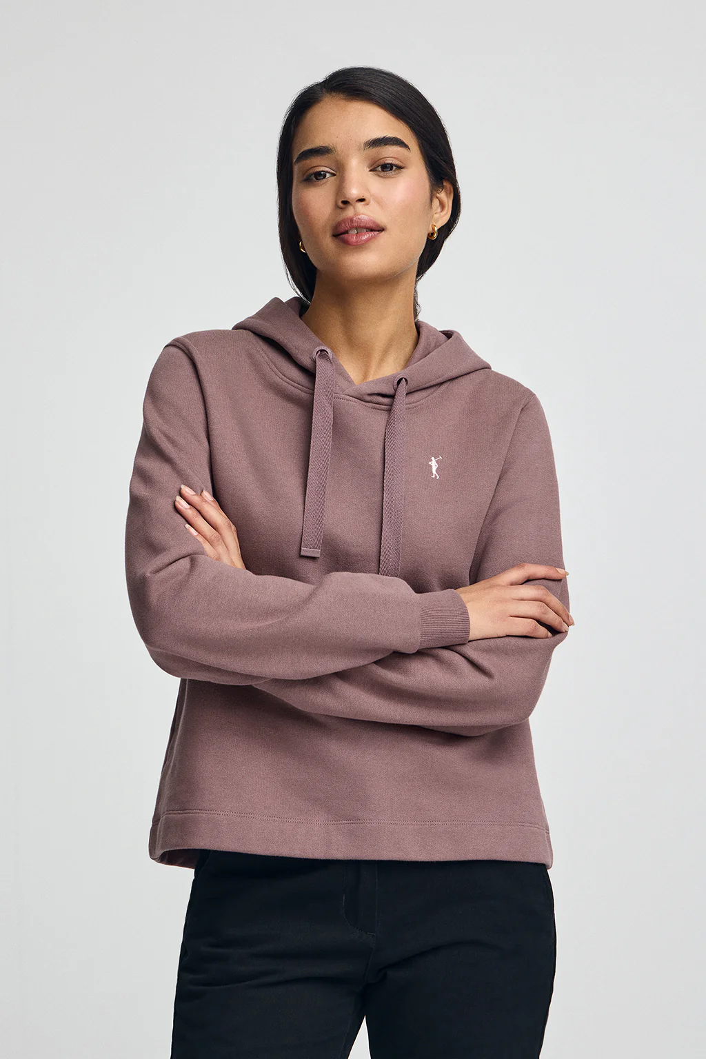 Sudadera rosa taupe con capucha y logo Rigby Go - Image 2