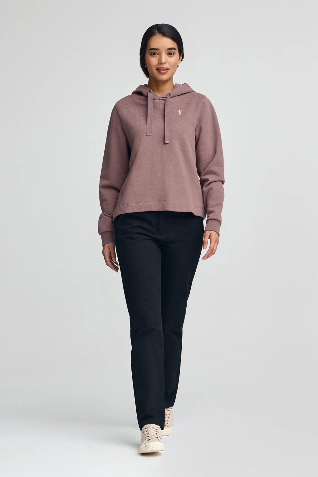 Sudadera rosa taupe con capucha y logo Rigby Go - Image 3