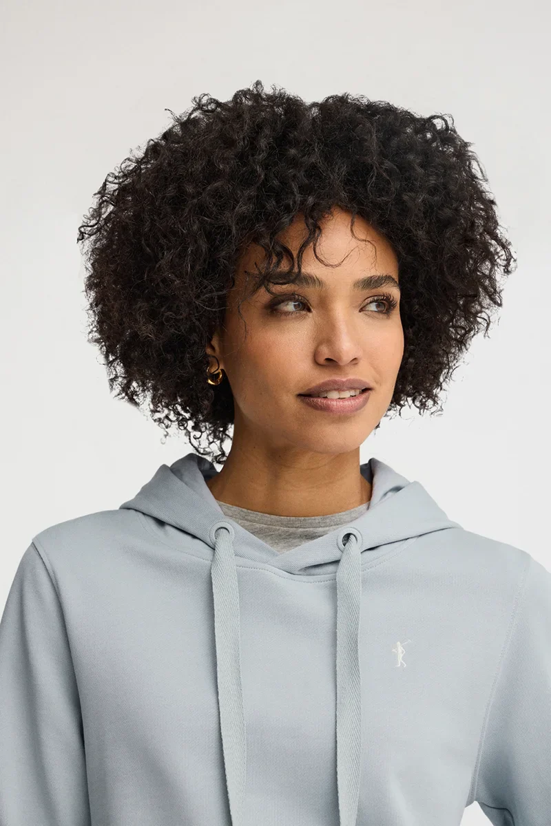 Sudadera azul claro con capucha, de corte recto y bordado Rigby Go - Image 2