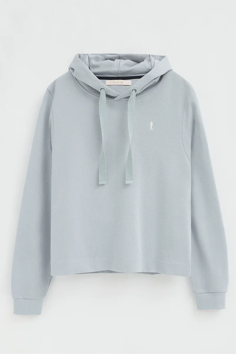 Sudadera azul claro con capucha, de corte recto y bordado Rigby Go - Image 6