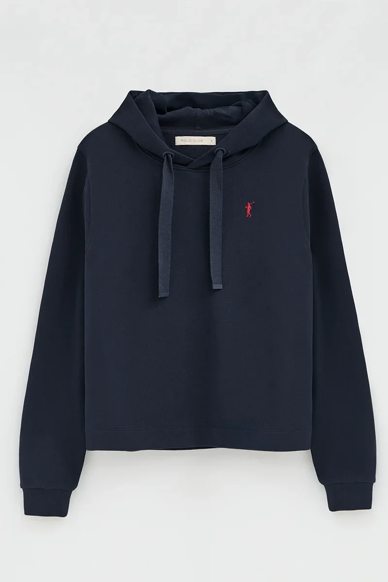 Sudadera azul marino con capucha, de corte recto y bordado Rigby Go - Image 6