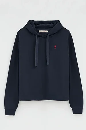 Sudadera azul marino con capucha, de corte recto y bordado Rigby Go - Image 9