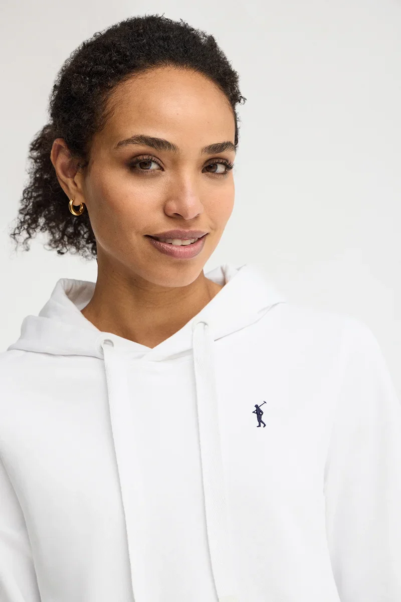Sudadera blanca con capucha, de corte recto y bordado Rigby Go - Image 2
