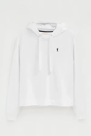 Sudadera blanca con capucha, de corte recto y bordado Rigby Go - Image 9