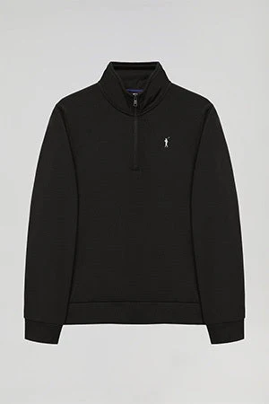 Sudadera de media cremallera negra con logo Rigby Go - Image 8