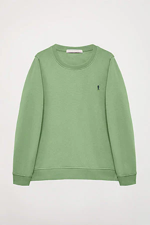 Sudadera básica verde lodo de cuello redondo y logo Rigby Go - Image 7
