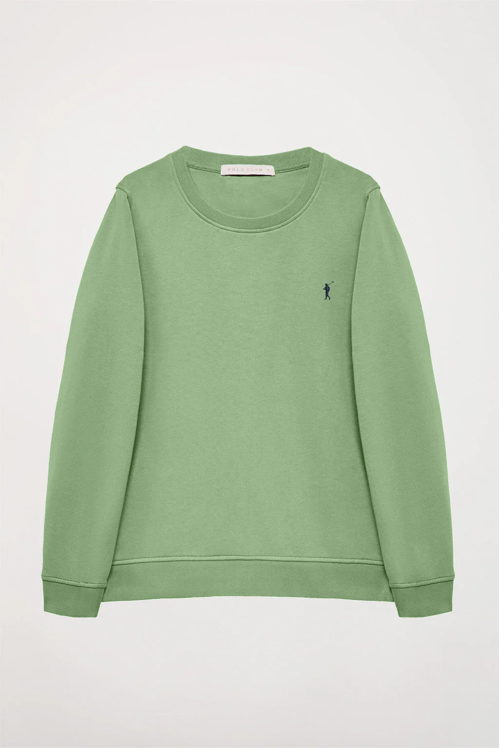 Sudadera básica verde lodo de cuello redondo y logo Rigby Go - Image 8