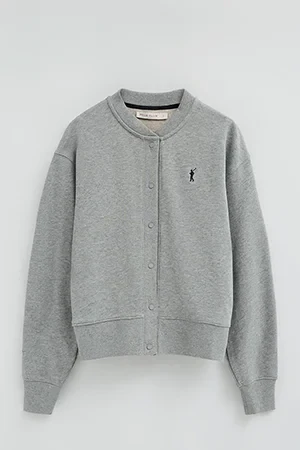 Cárdigan gris vigoré de tejido sudadera con bordado Rigby Go - Image 10