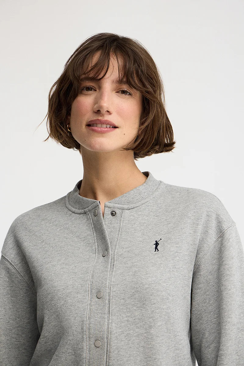 Cárdigan gris vigoré de tejido sudadera con bordado Rigby Go - Image 3