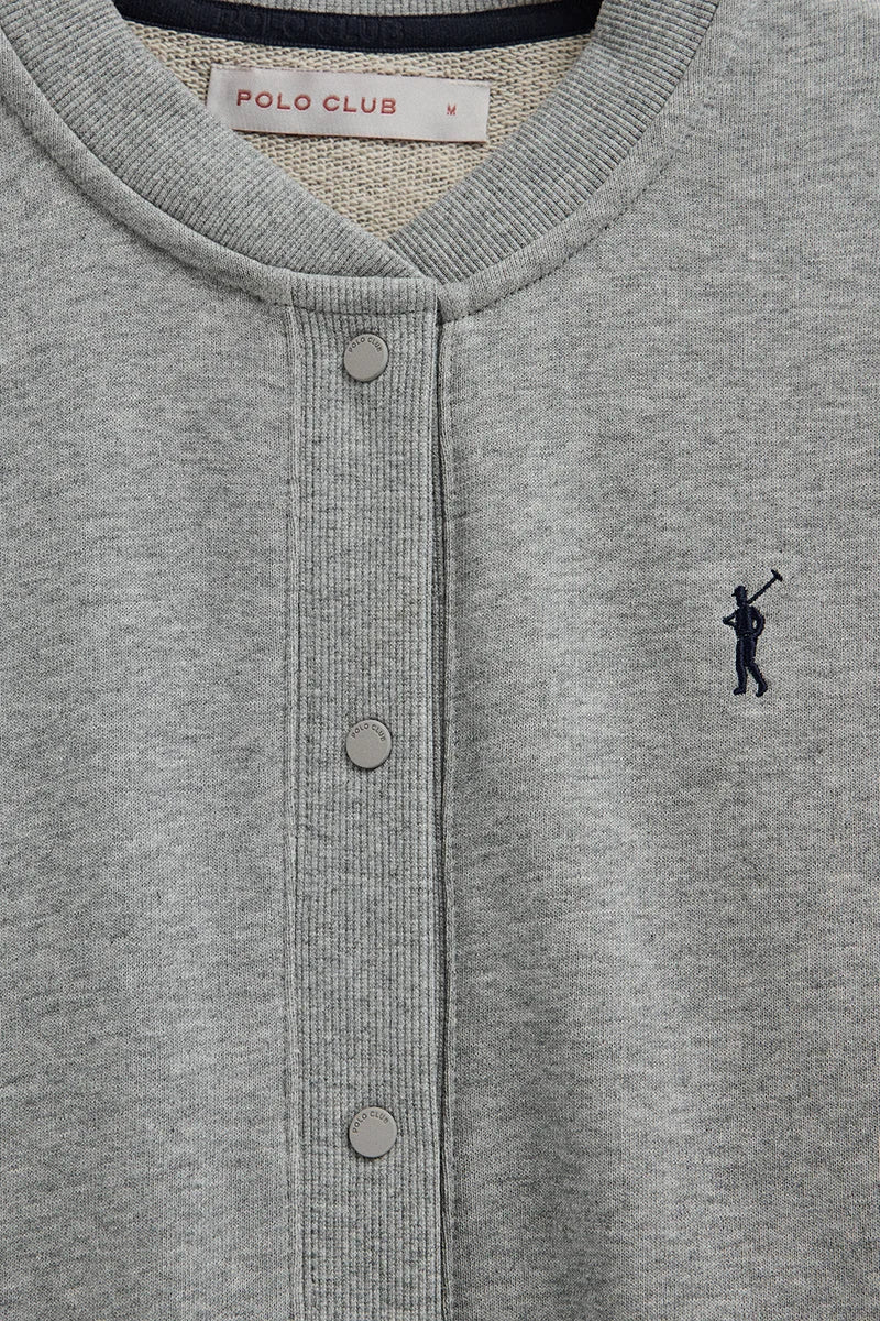 Cárdigan gris vigoré de tejido sudadera con bordado Rigby Go - Image 7
