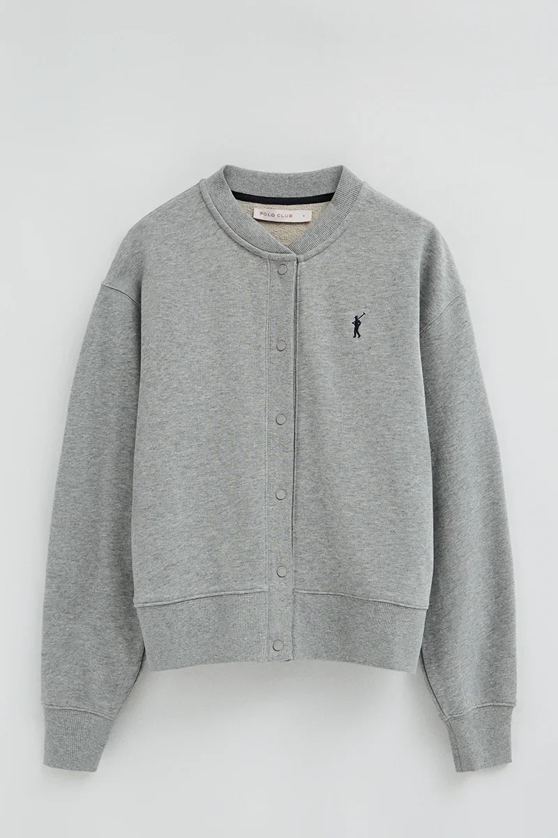 Cárdigan gris vigoré de tejido sudadera con bordado Rigby Go - Image 9