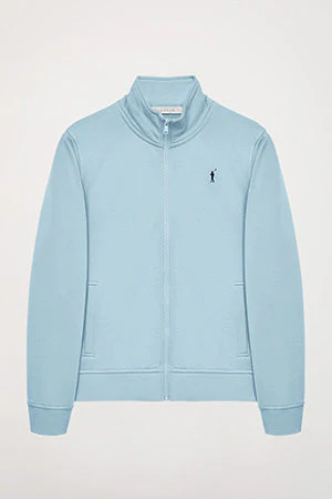Sudadera abierta azul celeste de cuello elevado con logo Rigby Go - Image 10