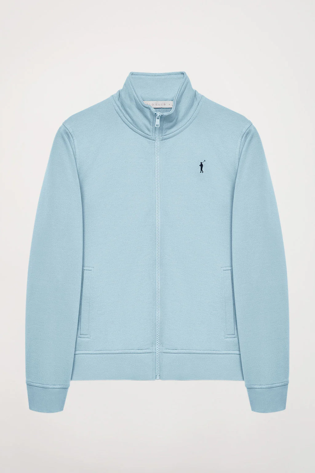 Sudadera abierta azul celeste de cuello elevado con logo Rigby Go - Image 11