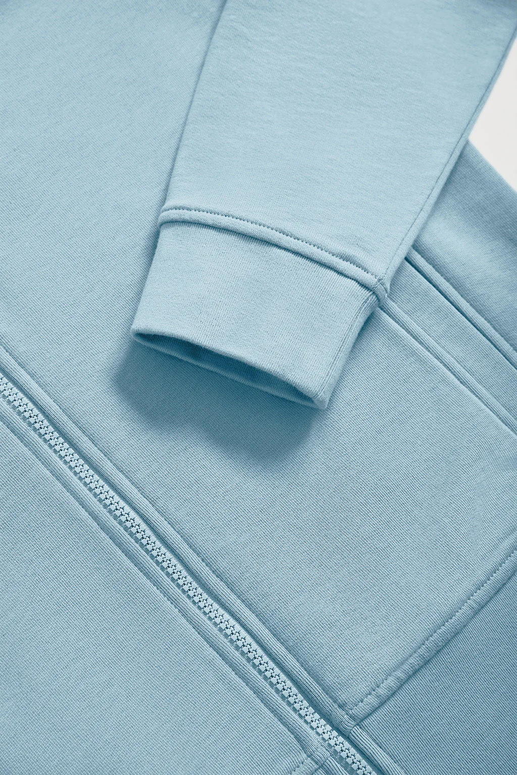 Sudadera abierta azul celeste de cuello elevado con logo Rigby Go - Image 7