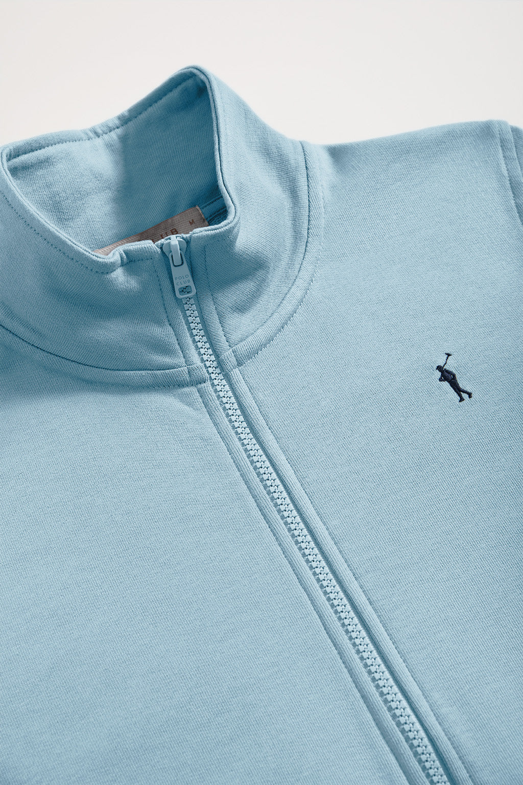 Sudadera abierta azul celeste de cuello elevado con logo Rigby Go - Image 8