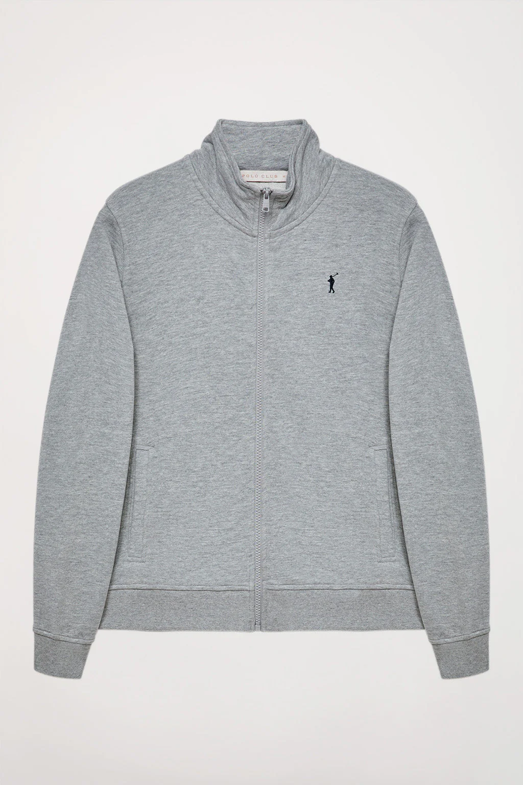 Sudadera abierta gris vigoré de cuello elevado con logo Rigby Go - Image 11
