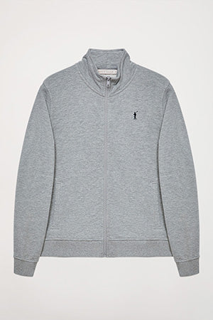 Sudadera abierta gris vigoré de cuello elevado con logo Rigby Go - Image 12