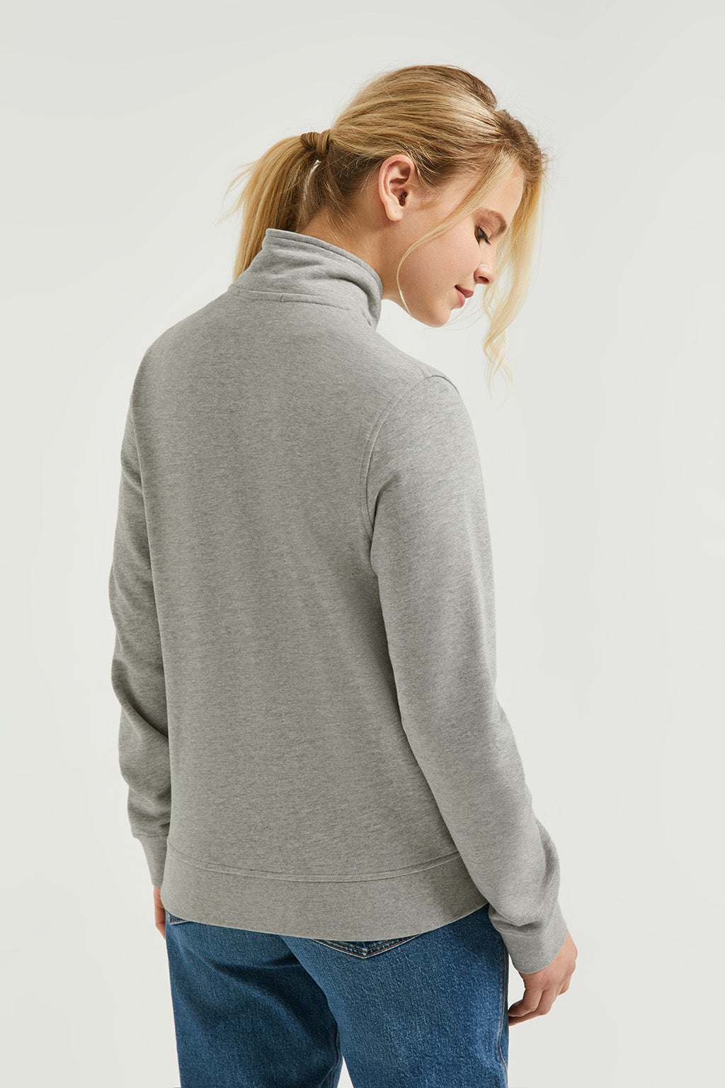 Sudadera abierta gris vigoré de cuello elevado con logo Rigby Go - Image 6