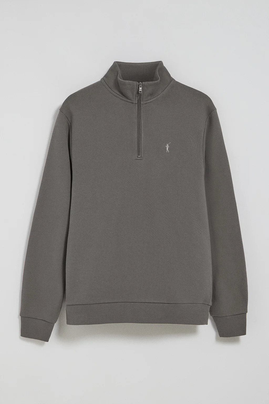 Sudadera de media cremallera gris asfalto con logo bordado Rigby Go - Image 5