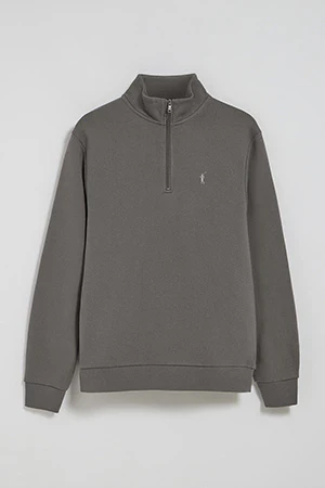Sudadera de media cremallera gris asfalto con logo bordado Rigby Go - Image 9