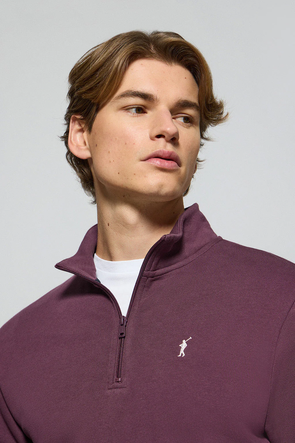 Sudadera de media cremallera color ciruela con logo bordado Rigby Go - Image 2