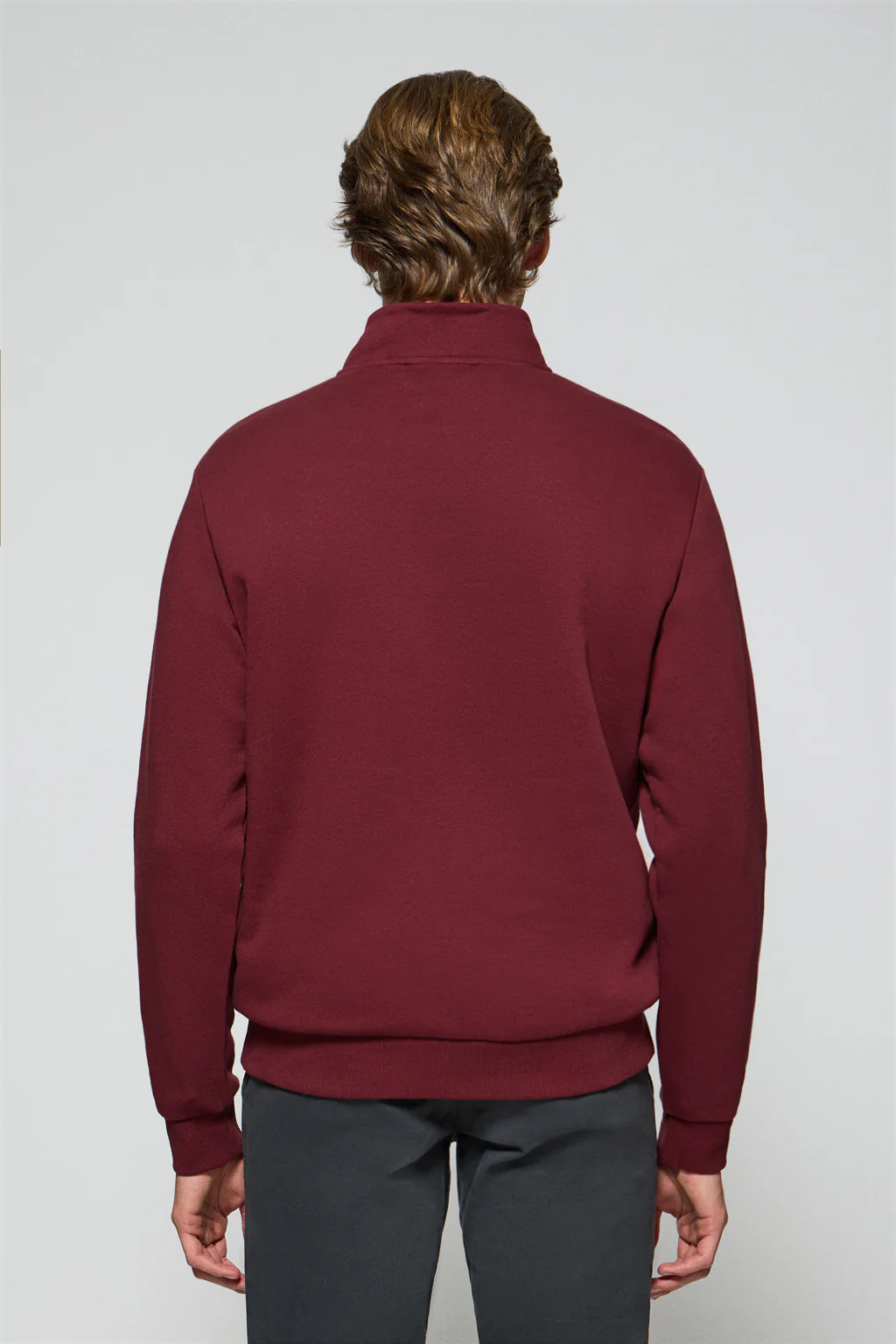 Sudadera de media cremallera granate con logo bordado Rigby Go - Image 2
