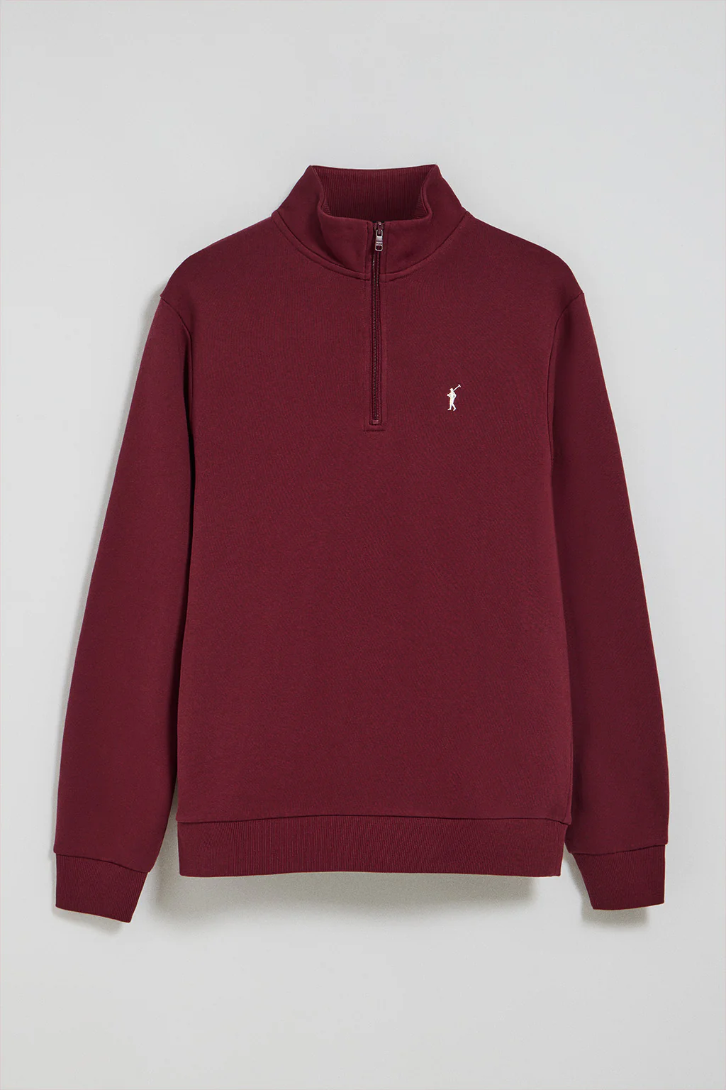 Sudadera de media cremallera granate con logo bordado Rigby Go - Image 8