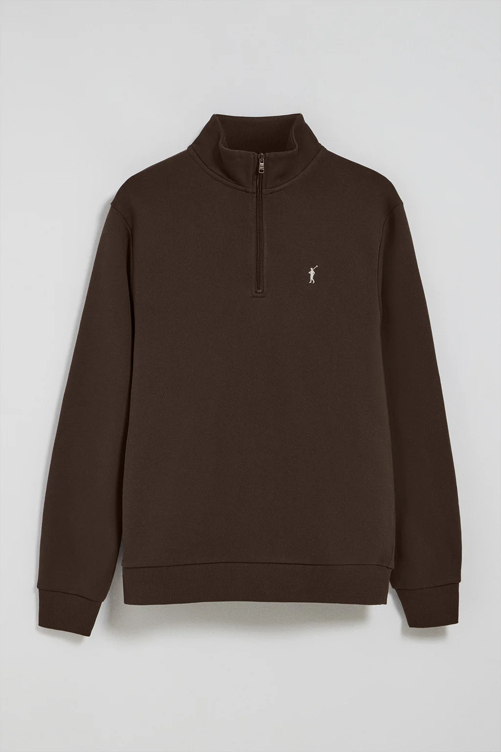 Sudadera de media cremallera marrón con logo bordado Rigby Go - Image 8